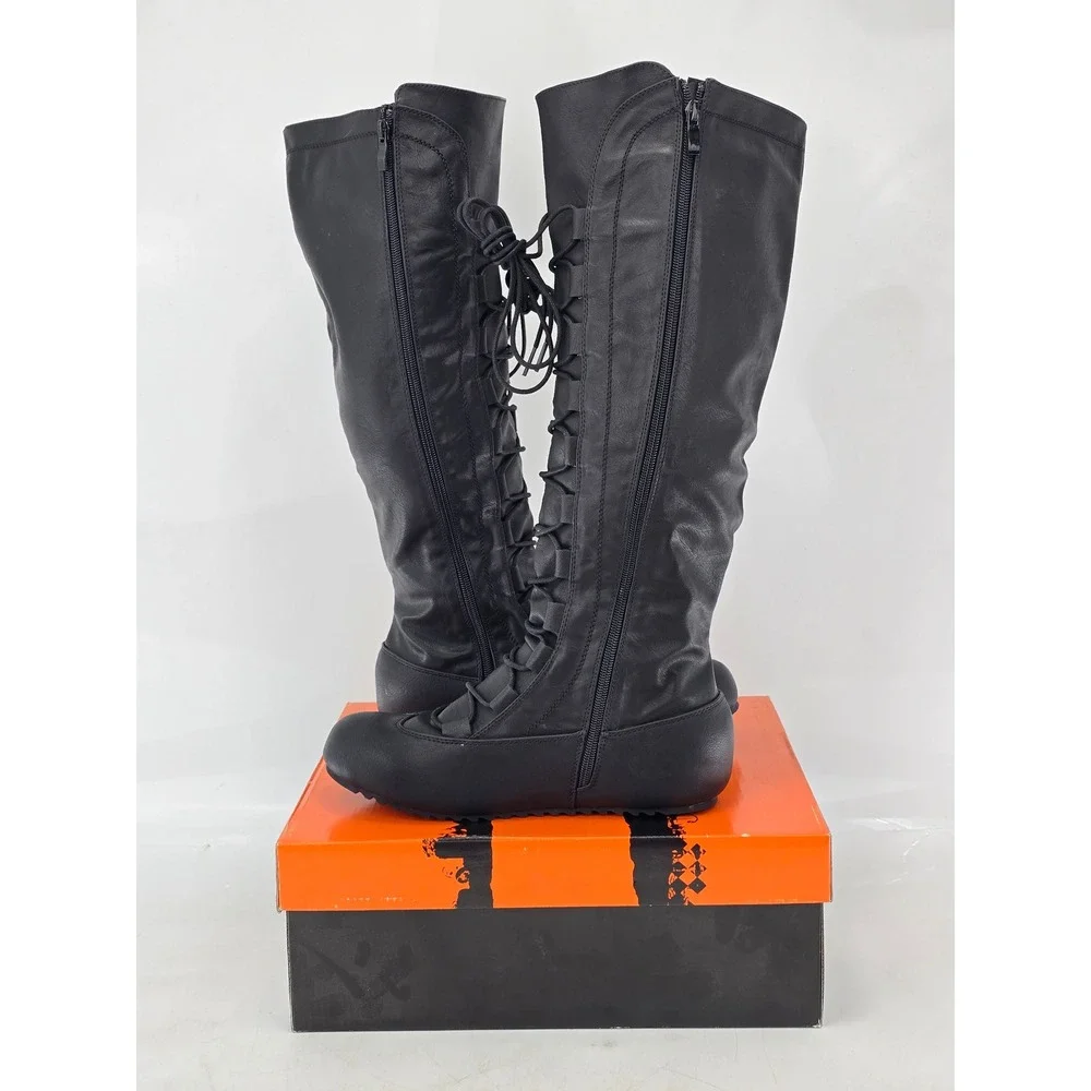 1031 by Ellie Renaissance Boot Mens S 8-9 Black Lace Up Knee High - New